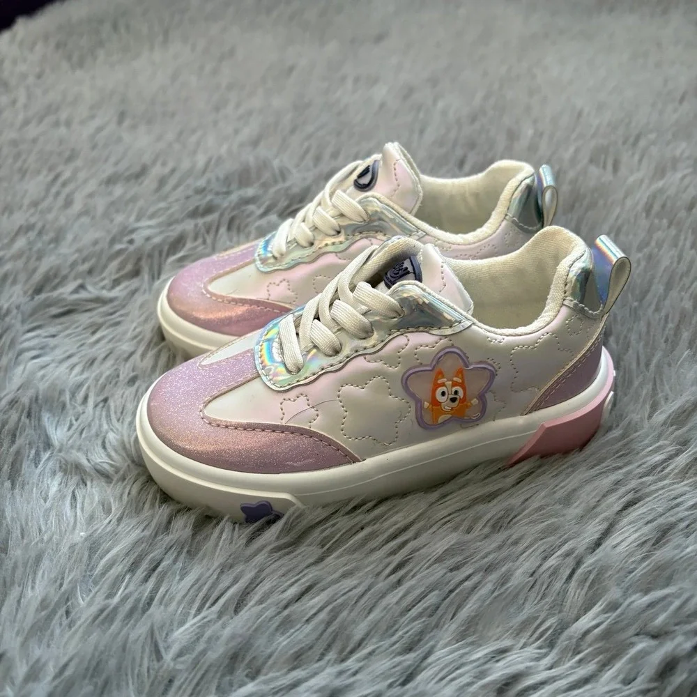Bluey Shoes Purple Pink‎ White Shinny Toddler 7c Slip On